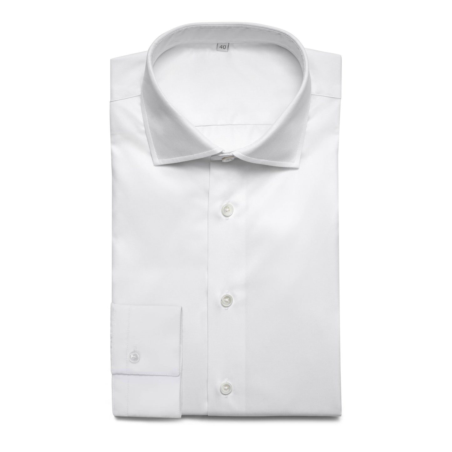 White twill business shirt, single cuff