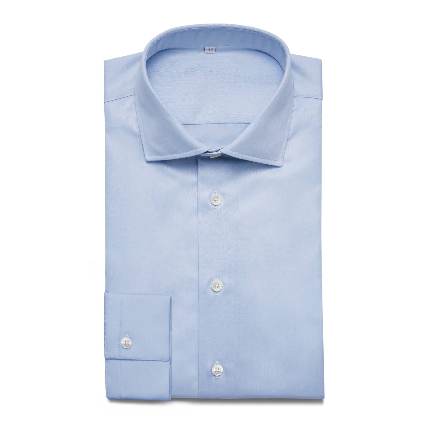 Blue twill business shirt, single cuff