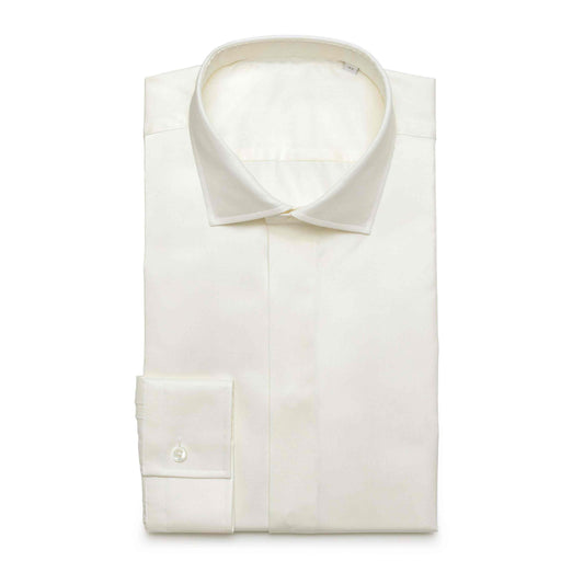 Ivory formal shirt in cotton twill single cuff