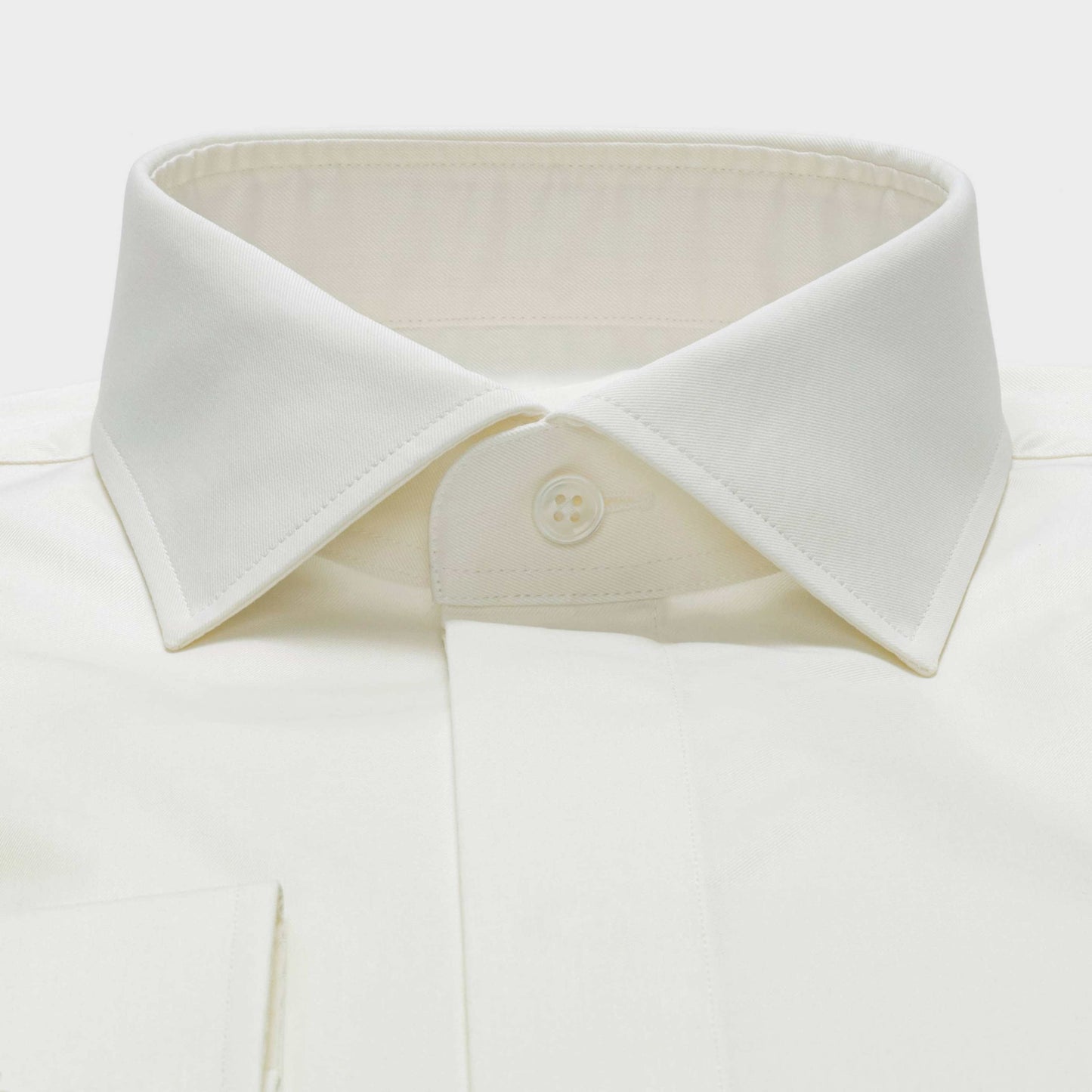 Ivory formal shirt in cotton twill single cuff