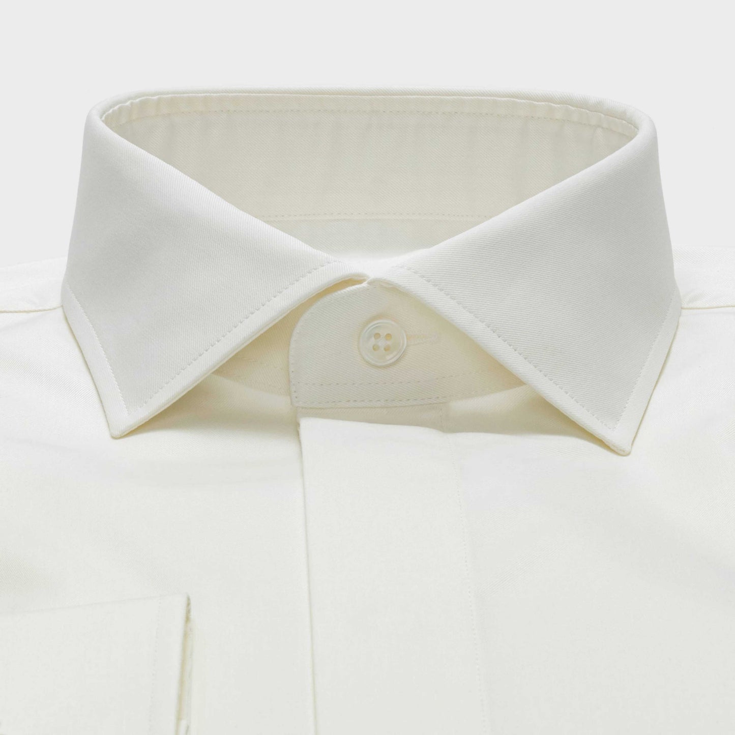 Ivory formal cotton twill shirt with square double cuffs