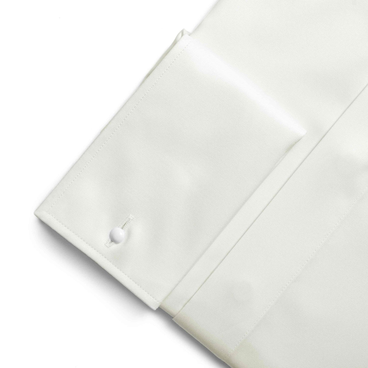 Ivory formal cotton twill shirt with square double cuffs