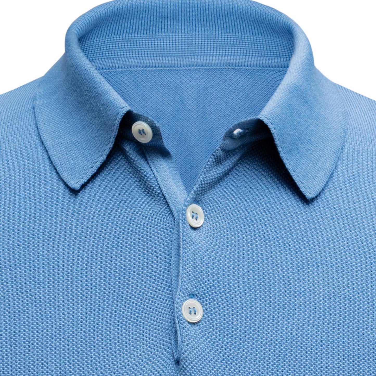 Short sleeved piqué polo shirt sky blue