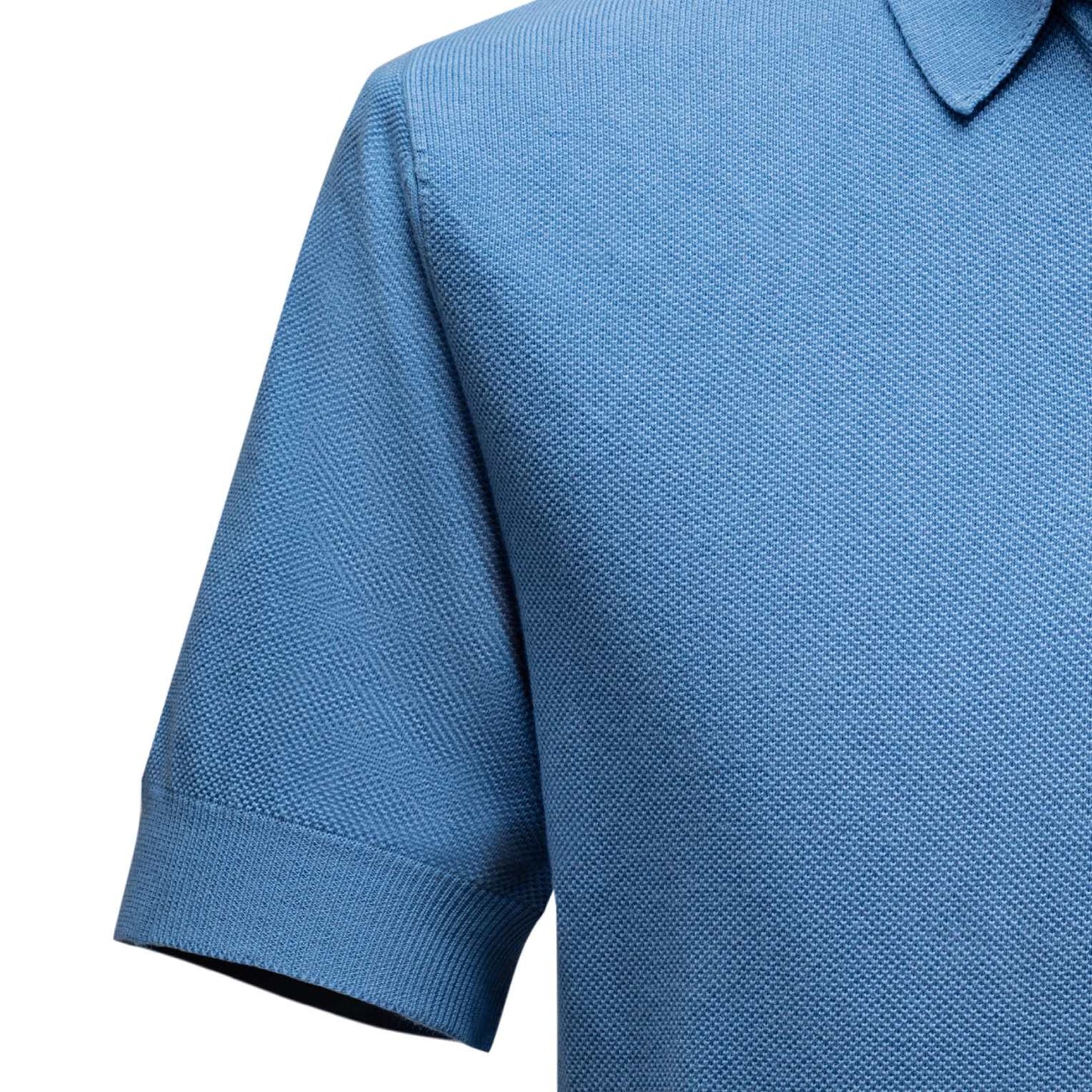 Short sleeved piqué polo shirt sky blue