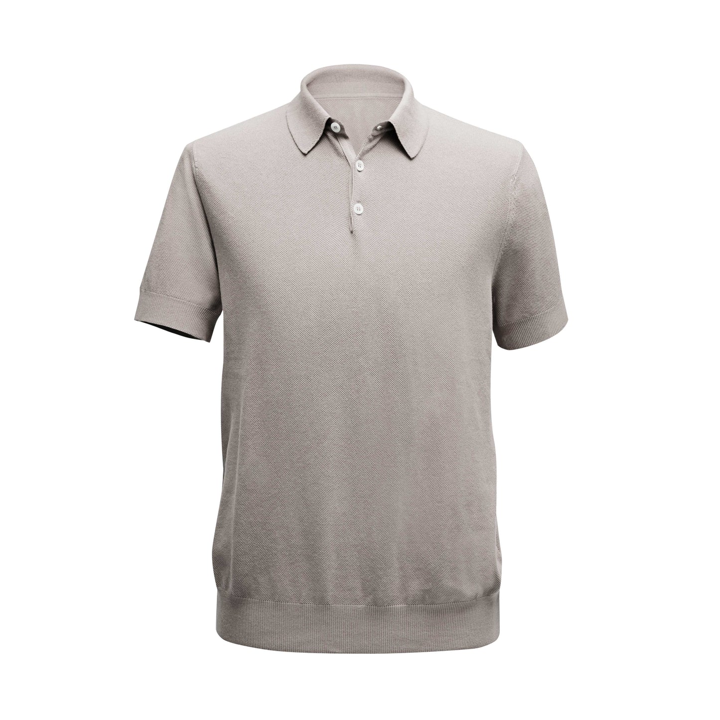 Short sleeved piqué polo shirt grey stone cotton