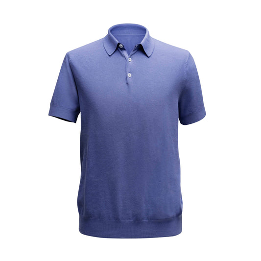 Short sleeved piqué polo shirt dark periwinkle