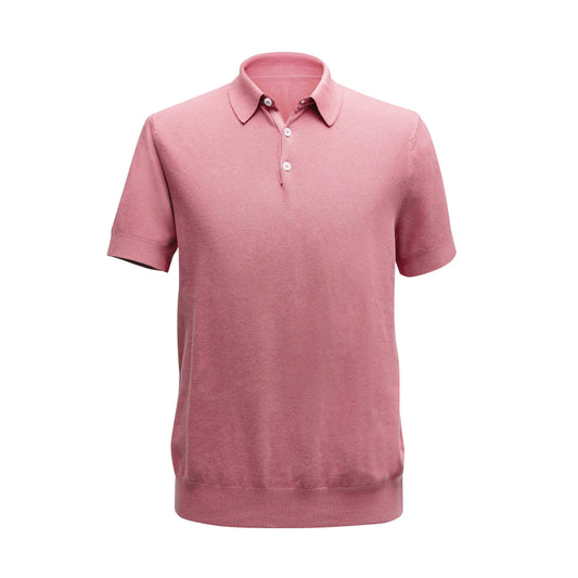 Short sleeved piqué polo shirt salmon pink