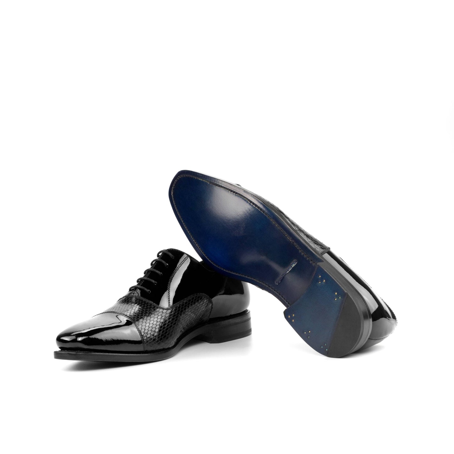 Black patent leather python Oxford shoe