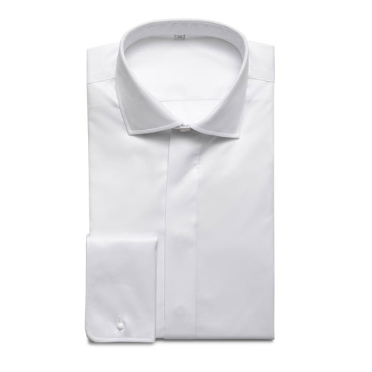 Double cuffs covered placket ceremony shirt