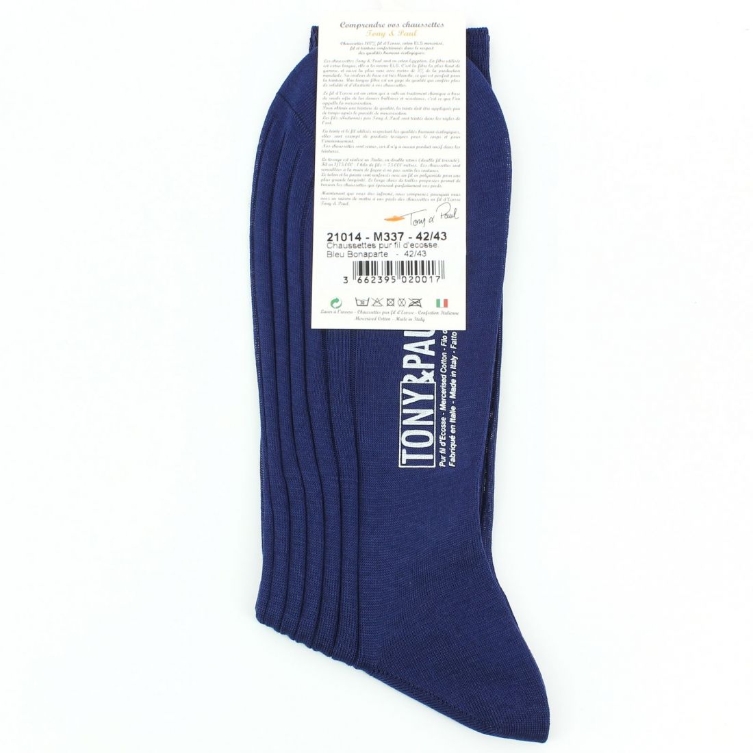 Chaussettes fil d'Écosse bleu Bonaparte