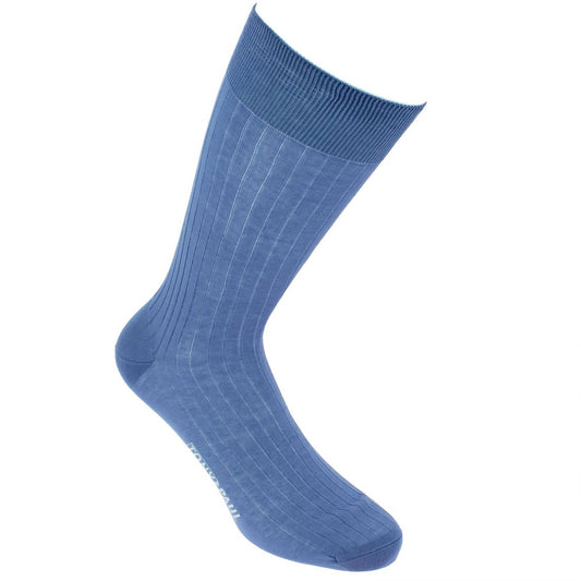 Chaussettes fil d'Écosse bleu océan