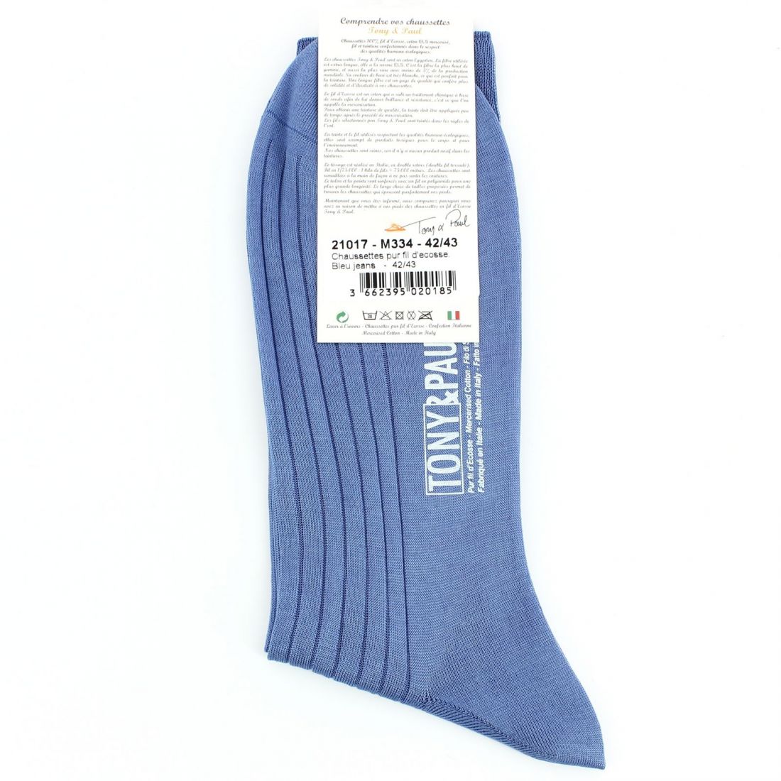 Chaussettes fil d'Écosse bleu océan