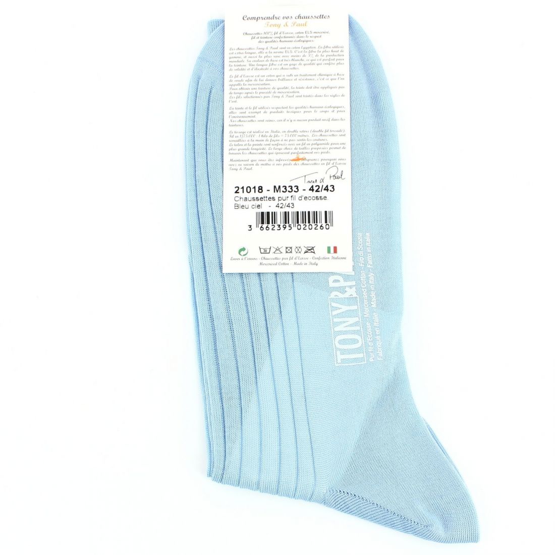 Chaussettes fil d'Écosse bleu ciel