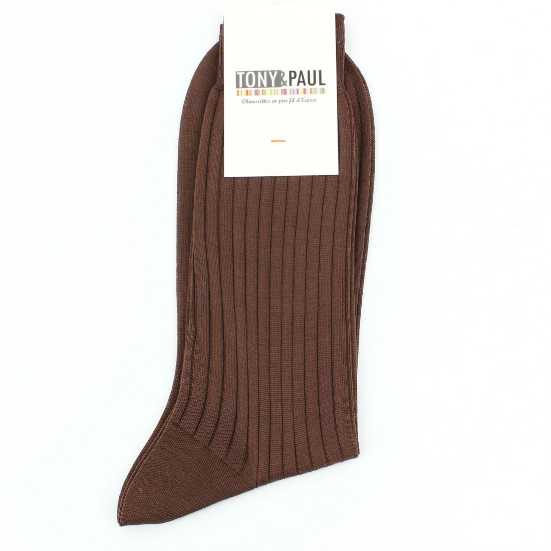 Chaussettes fil d'Écosse marron acajou