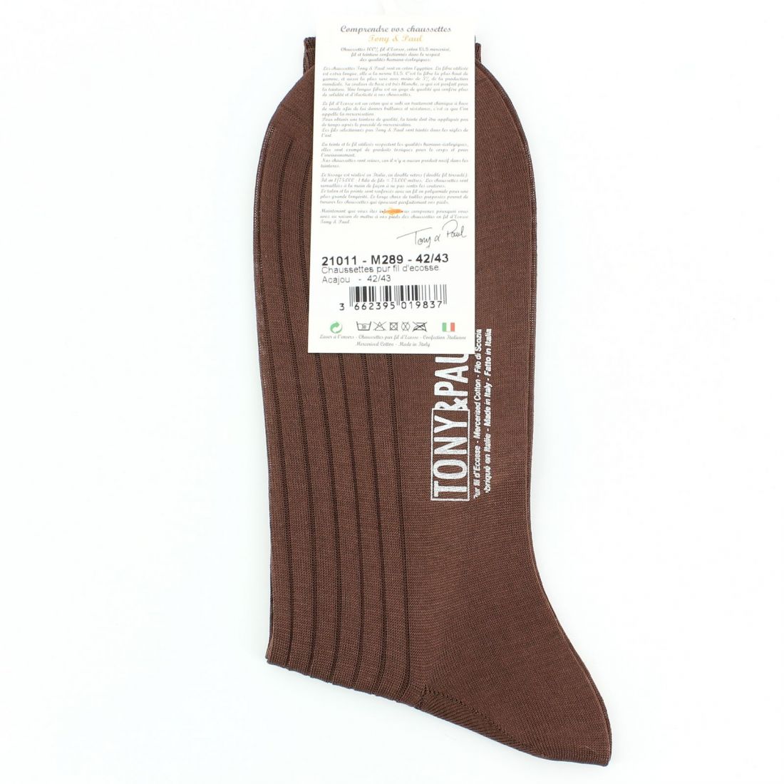 Chaussettes fil d'Écosse marron acajou