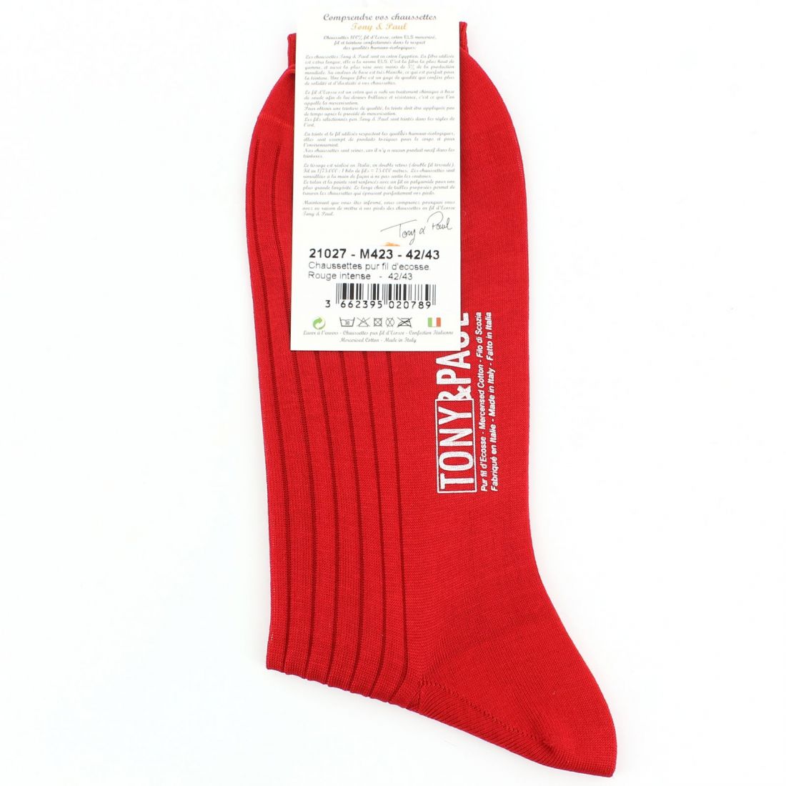 Chaussettes fil d'Écosse rouge intense