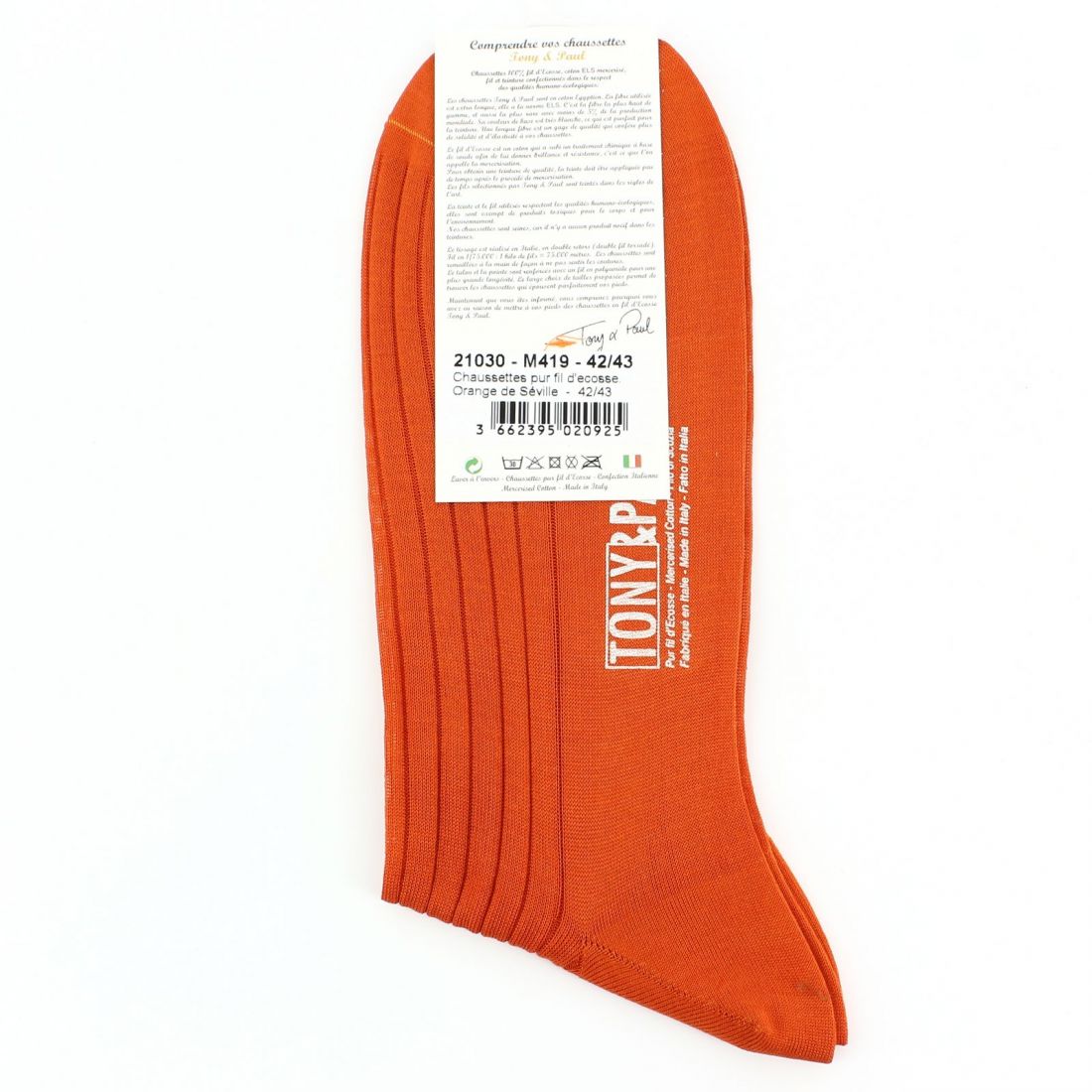 Chaussettes fil d'Écosse orange de Séville